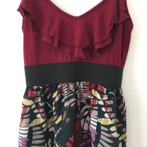 Maroon Sundress with Sheer Palm Print Bottom